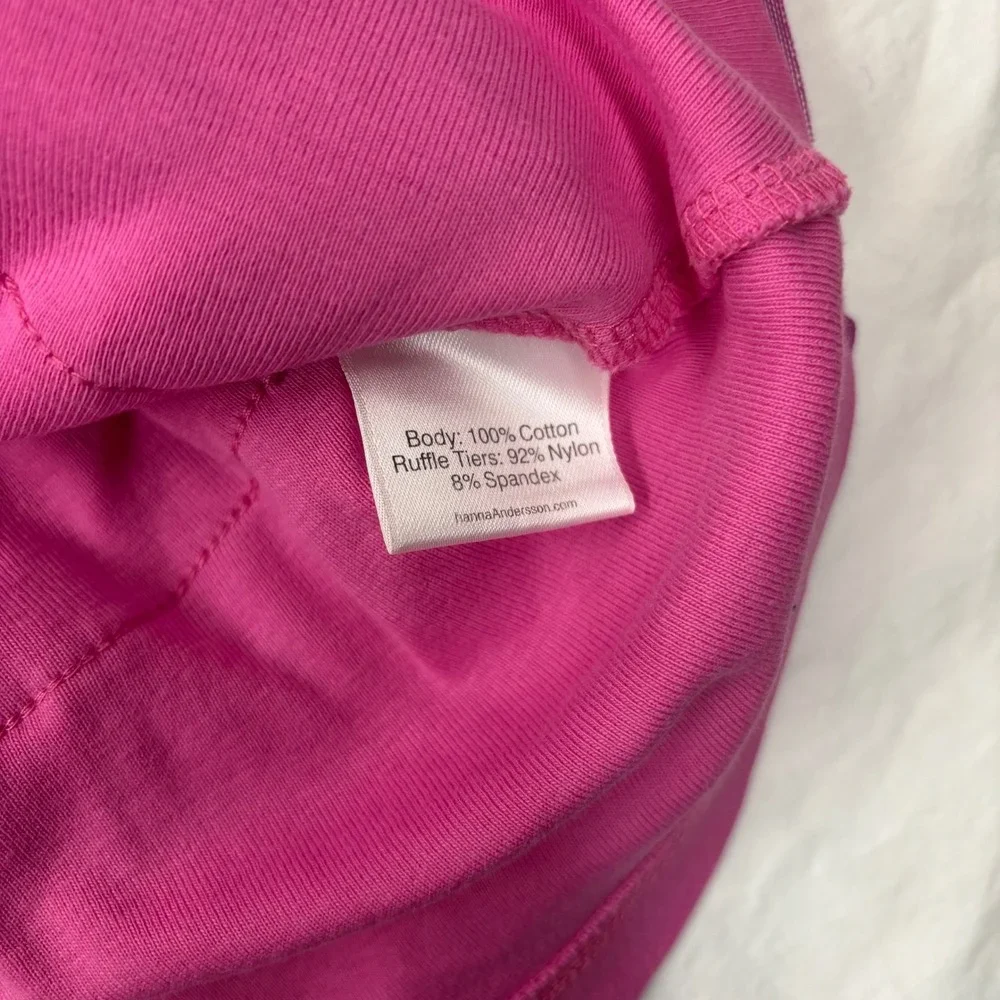 Hanna Andersson Swish Tulle Dress Girls 130 Pink Tiered Ruffle Sparkle Sz 130/8